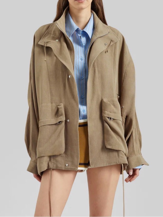 The Frankie Shop Jackets & Blazers - The Frankie Shop Beige Utility Jacket with High Collar